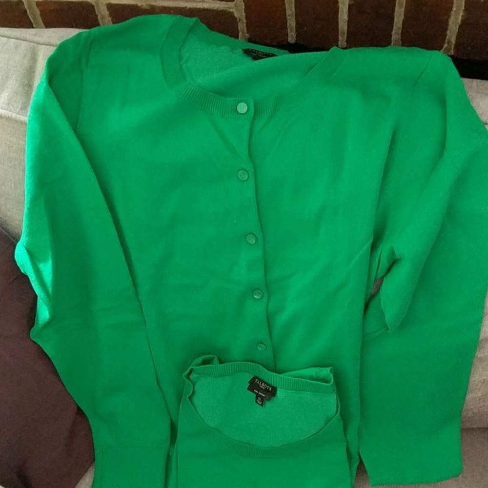 Talbots green twinset 1x